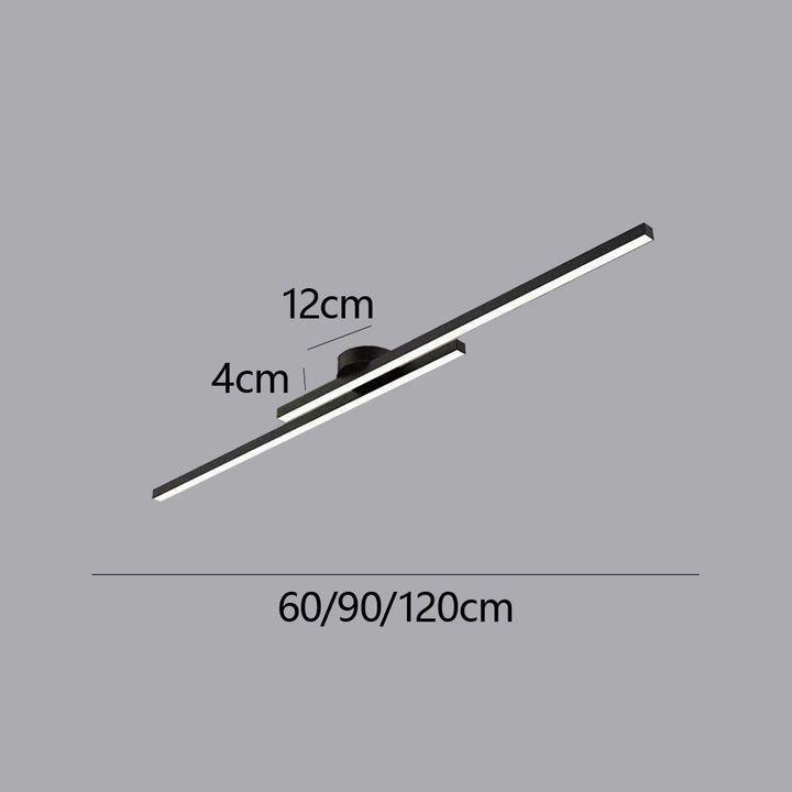 Modern Aluminum Long-Strip Semi-Mount Ceiling Light for Living Room | LED