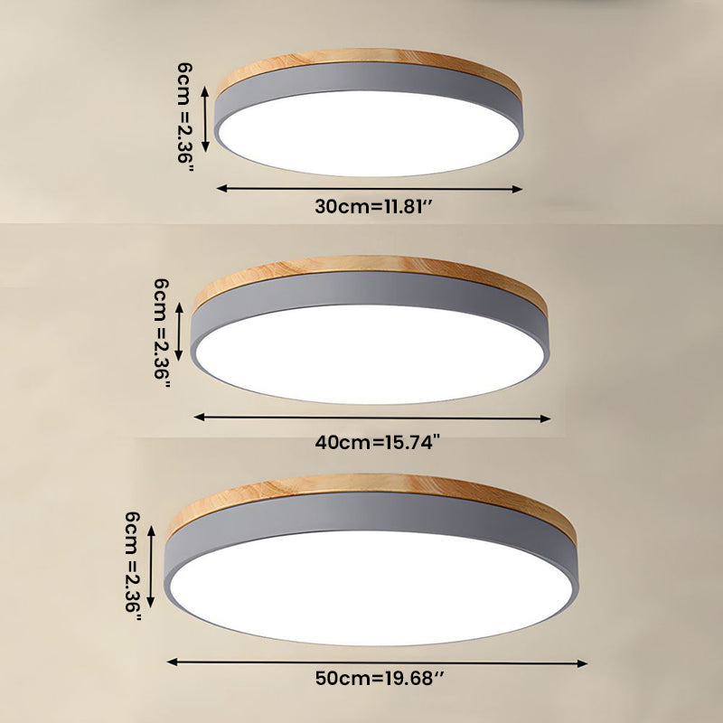Modern Wood Round Flush Mount Ceiling Lights for Living Room | LED