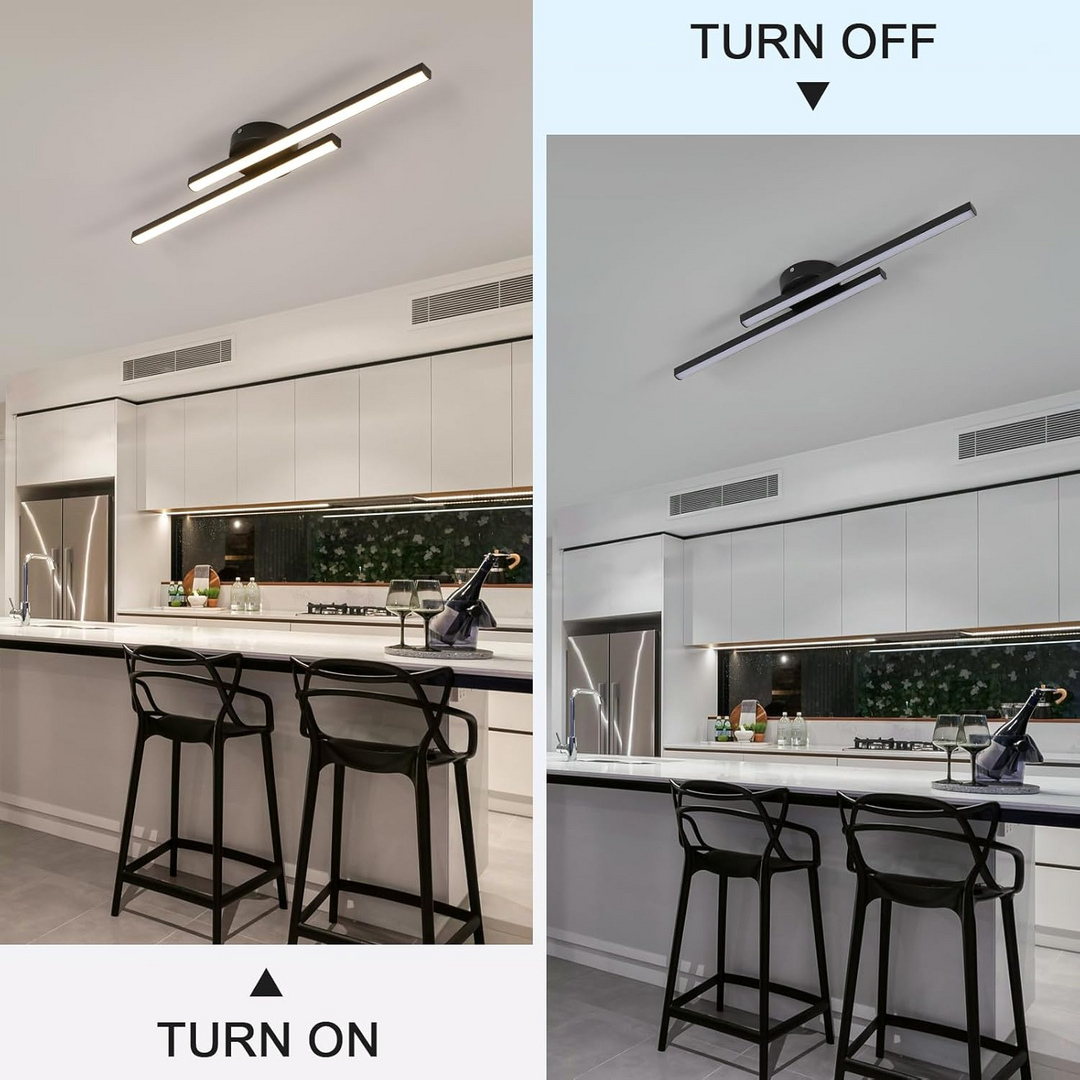 Modern Aluminum Long-Strip Semi-Mount Ceiling Light for Living Room | LED
