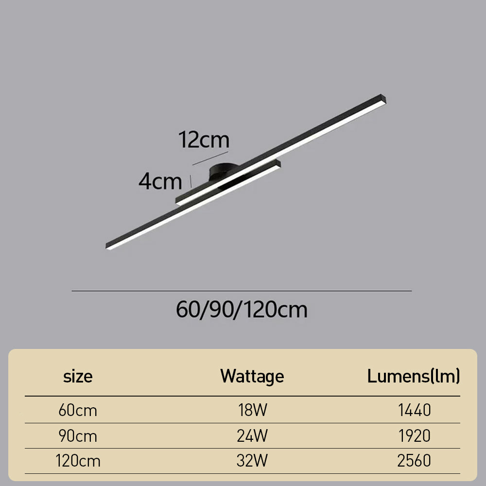 Modern Aluminum Long-Strip Semi-Mount Ceiling Light for Living Room | LED