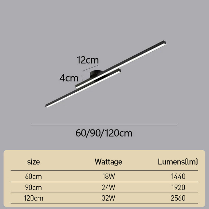 Modern Aluminum Long-Strip Semi-Mount Ceiling Light for Living Room | LED