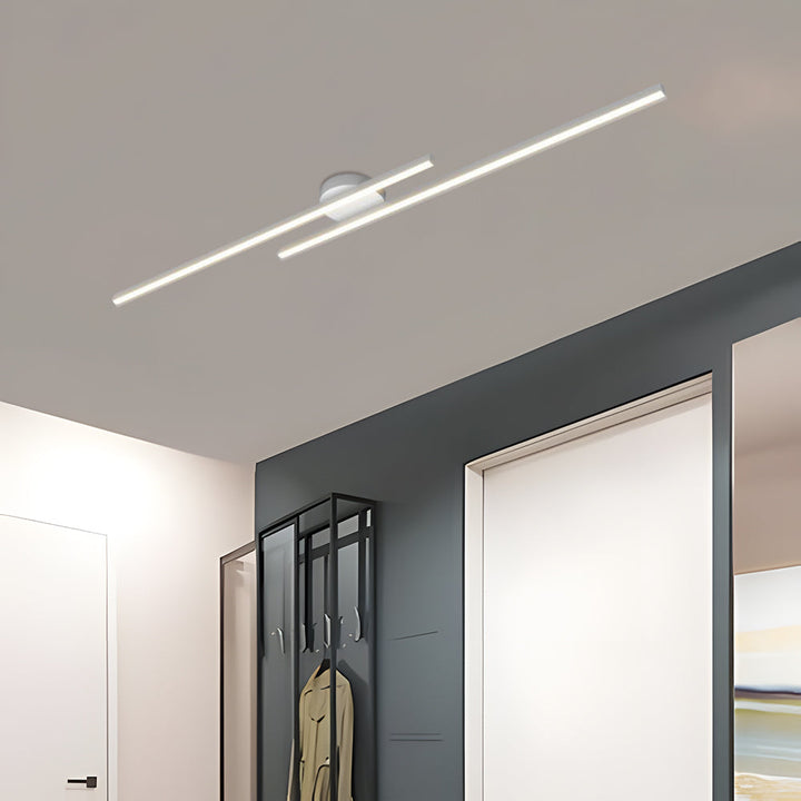 Modern Aluminum Long-Strip Semi-Mount Ceiling Light for Living Room | LED