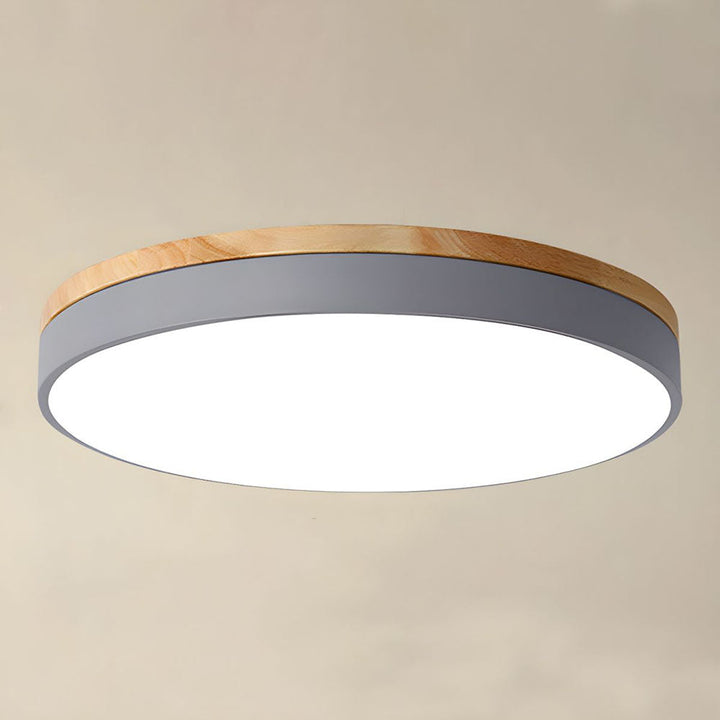 Modern Wood Round Flush Mount Ceiling Lights for Living Room | LED