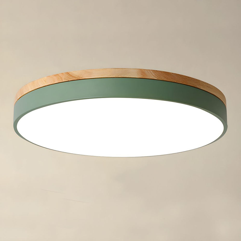 Modern Wood Round Flush Mount Ceiling Lights for Living Room | LED