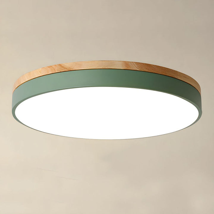 Modern Wood Round Flush Mount Ceiling Lights for Living Room | LED