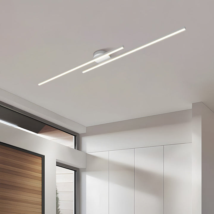 Modern Aluminum Long-Strip Semi-Mount Ceiling Light for Living Room | LED