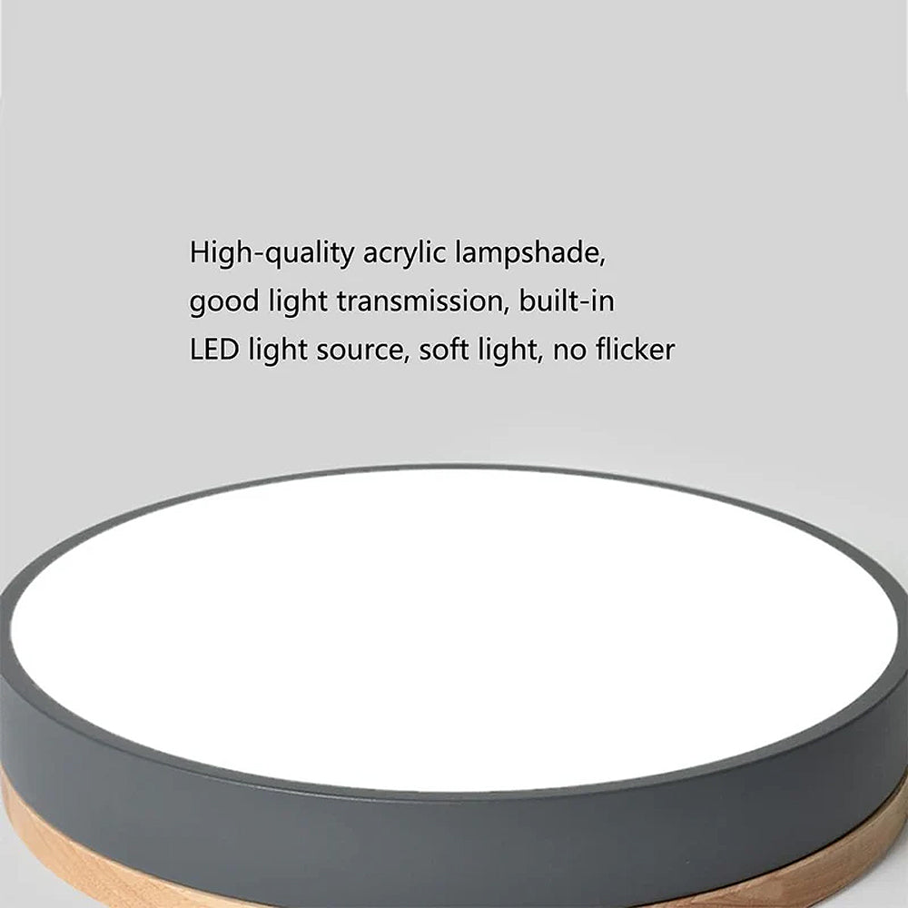 Modern Wood Round Flush Mount Ceiling Lights for Living Room | LED