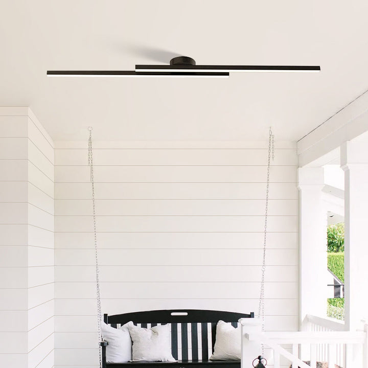 Modern Aluminum Long-Strip Semi-Mount Ceiling Light for Living Room | LED