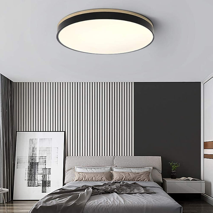Modern Wood Round Flush Mount Ceiling Lights for Living Room | LED