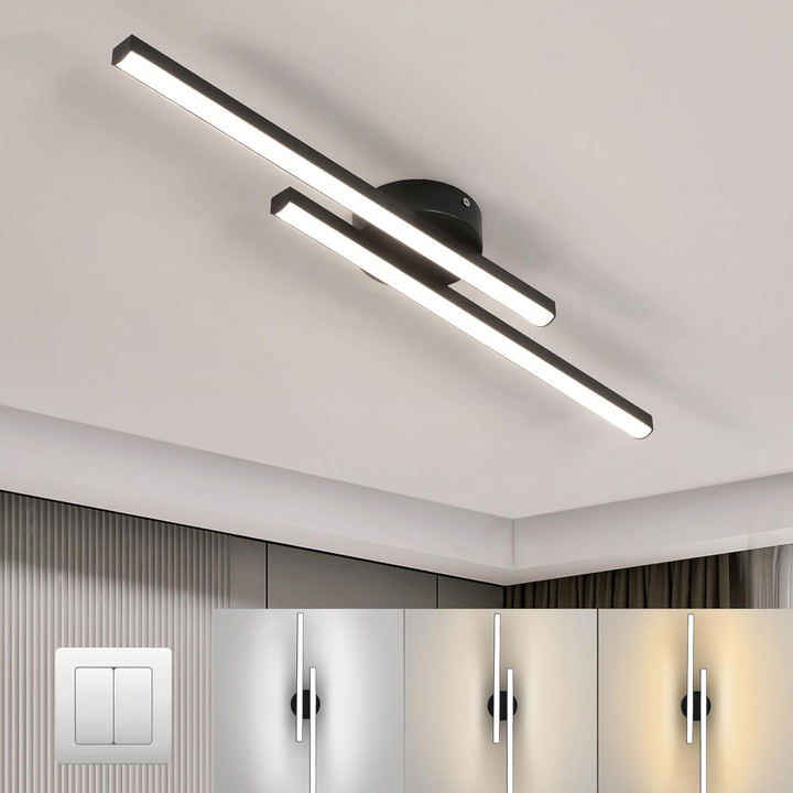 Modern Aluminum Long-Strip Semi-Mount Ceiling Light for Living Room | LED