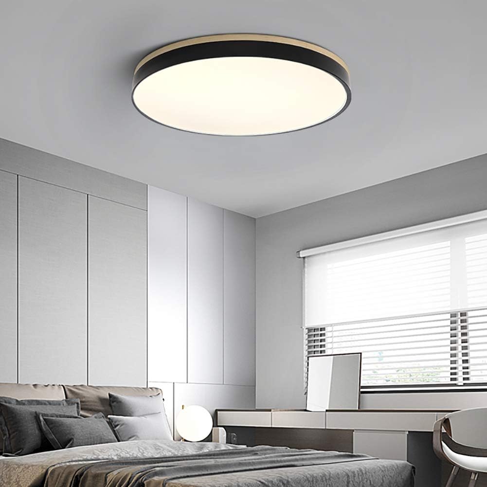 Modern Wood Round Flush Mount Ceiling Lights for Living Room | LED