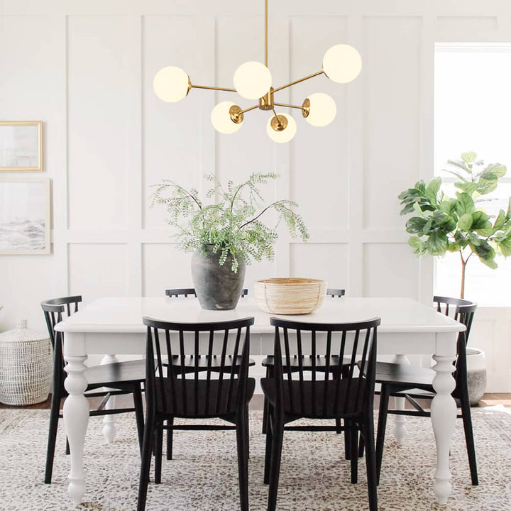 Modern Opal White Globe Chandelier | Glass