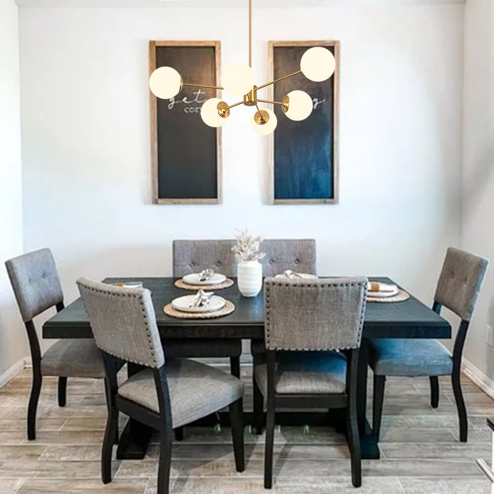 Modern Opal White Globe Chandelier | Glass