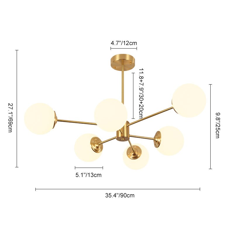Modern Opal White Globe Chandelier | Glass