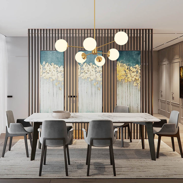 Modern Opal White Globe Chandelier | Glass