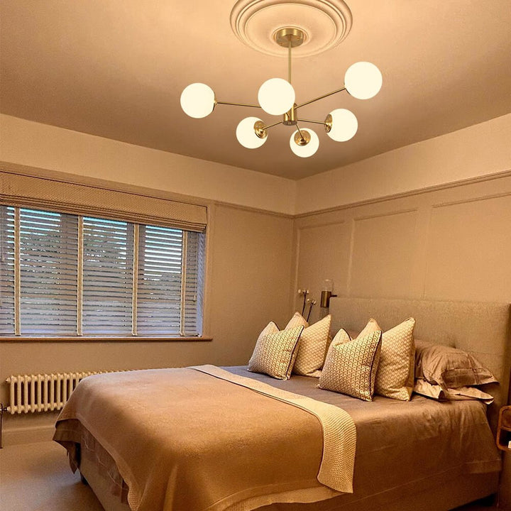 Modern Opal White Globe Chandelier | Glass