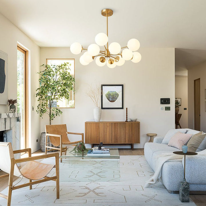 Modern Opal White Globe Chandelier | Glass