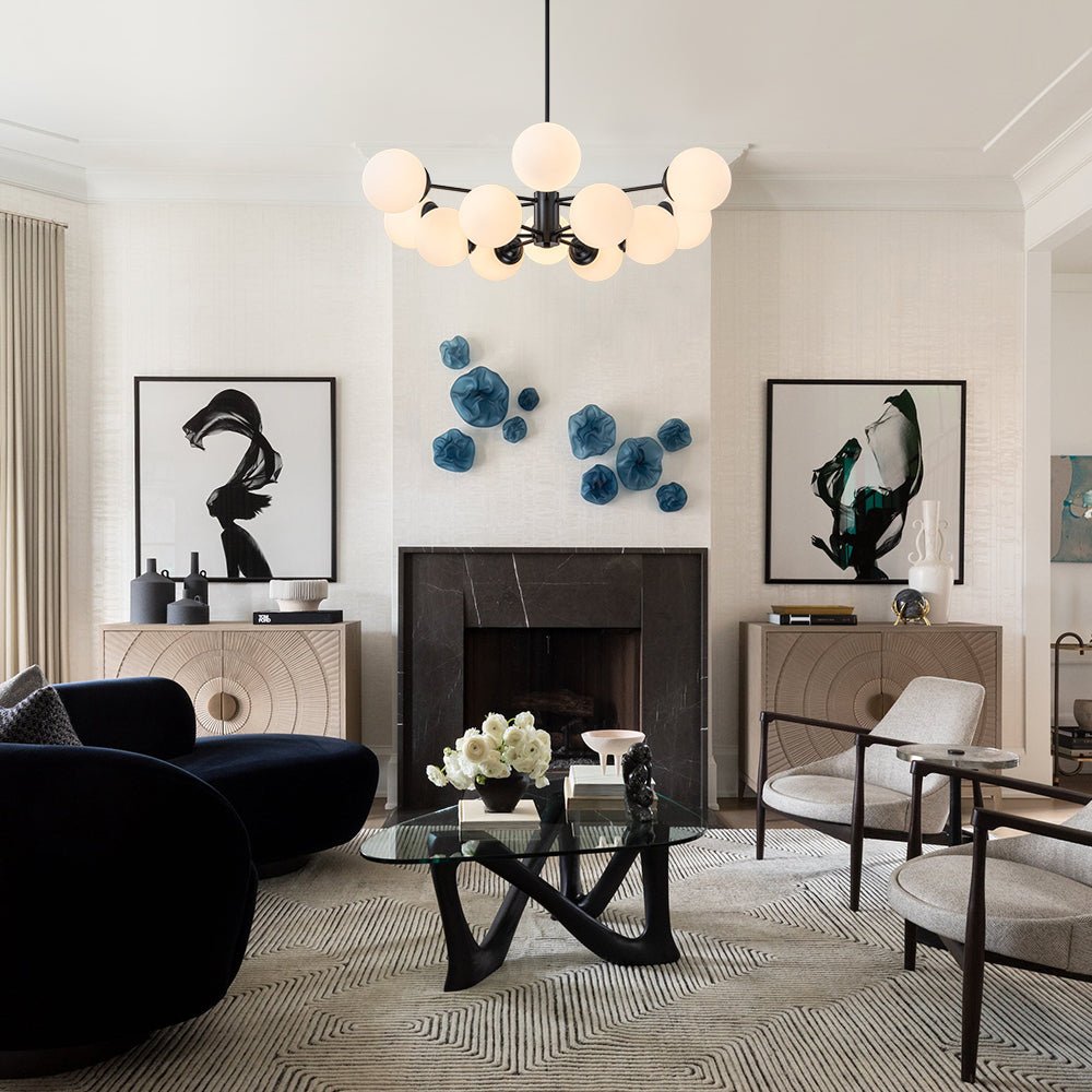 Modern Opal White Globe Chandelier | Glass