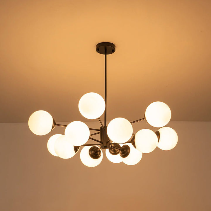Modern Opal White Globe Chandelier | Glass