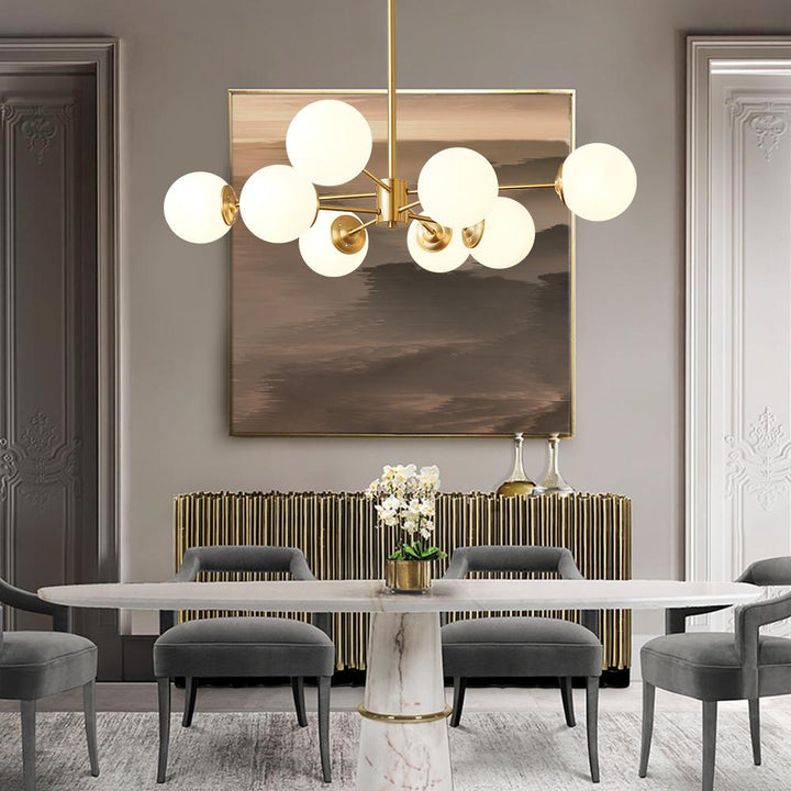 Modern Opal White Globe Chandelier | Glass