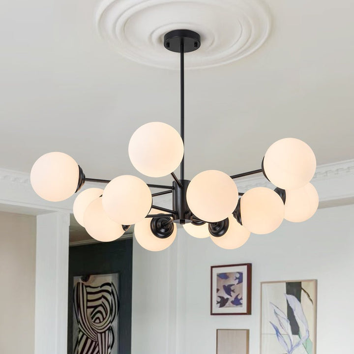 Modern Opal White Globe Chandelier | Glass