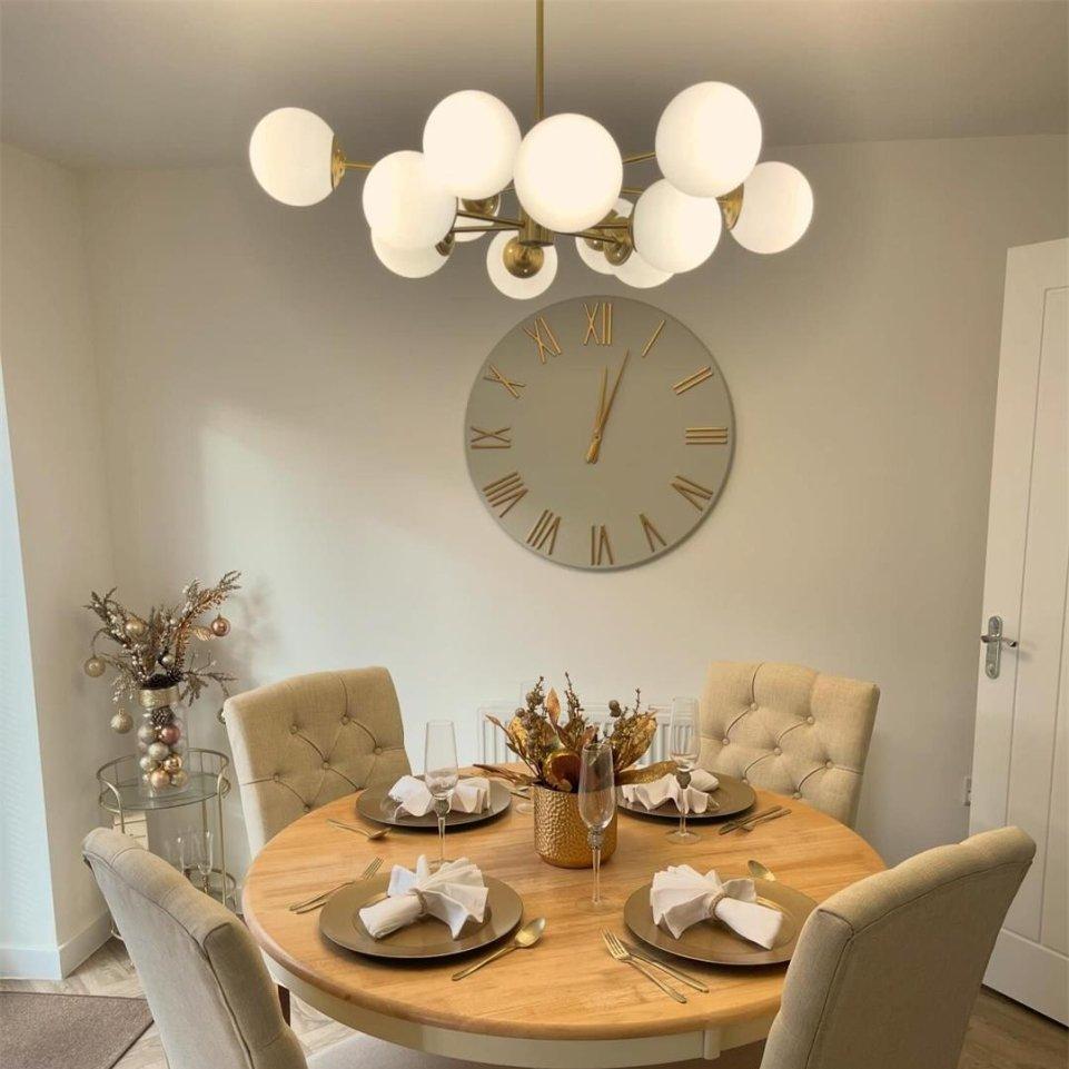 Sputnik 12-Light Opal Globe Chandelier | Two-Tier