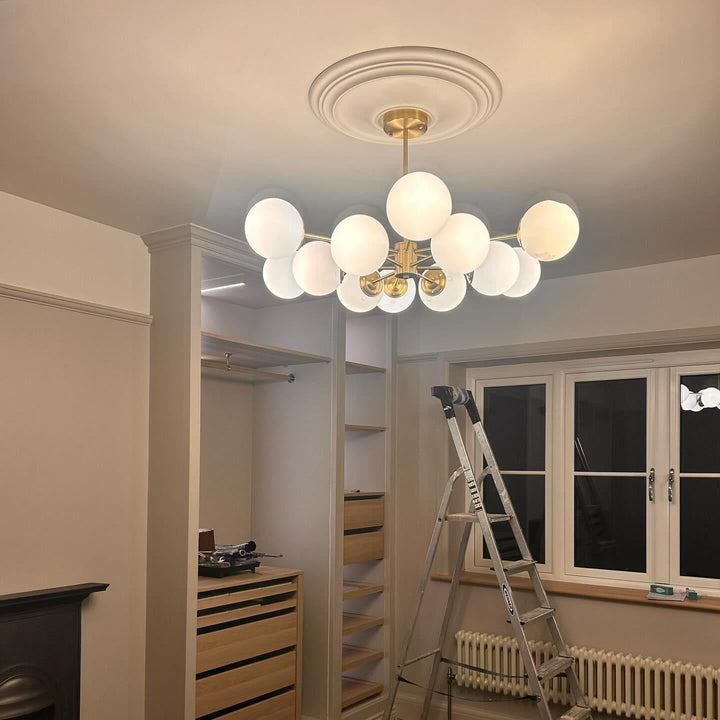 Sputnik 12-Light Opal Globe Chandelier | Two-Tier