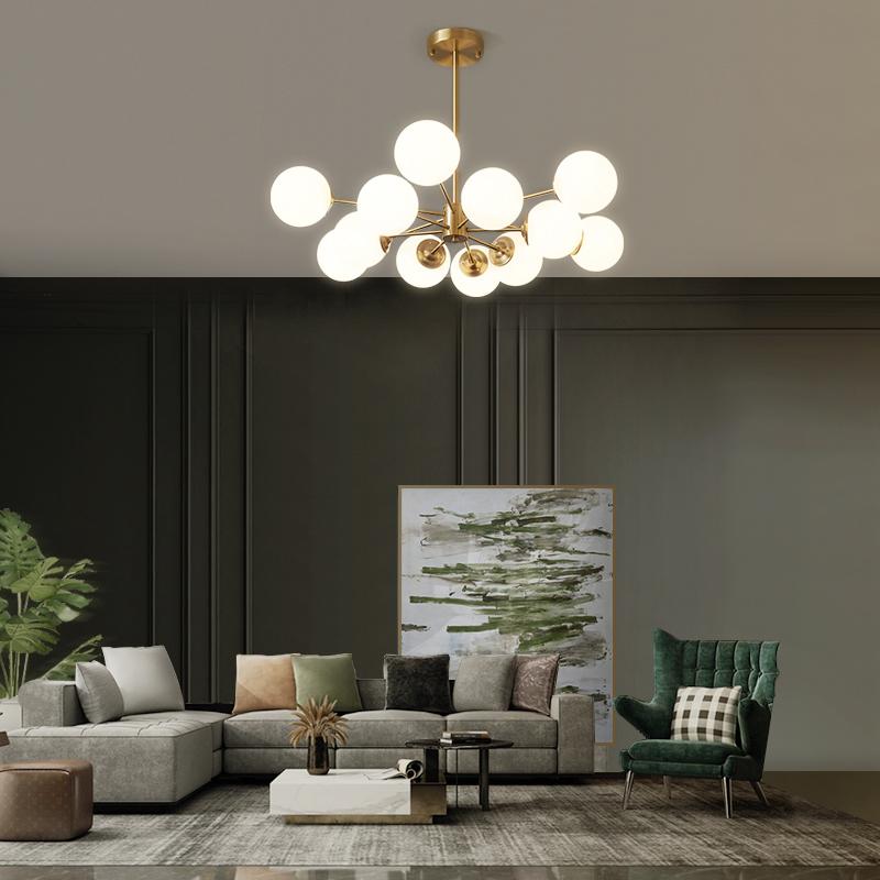 Sputnik 12-Light Opal Globe Chandelier | Two-Tier