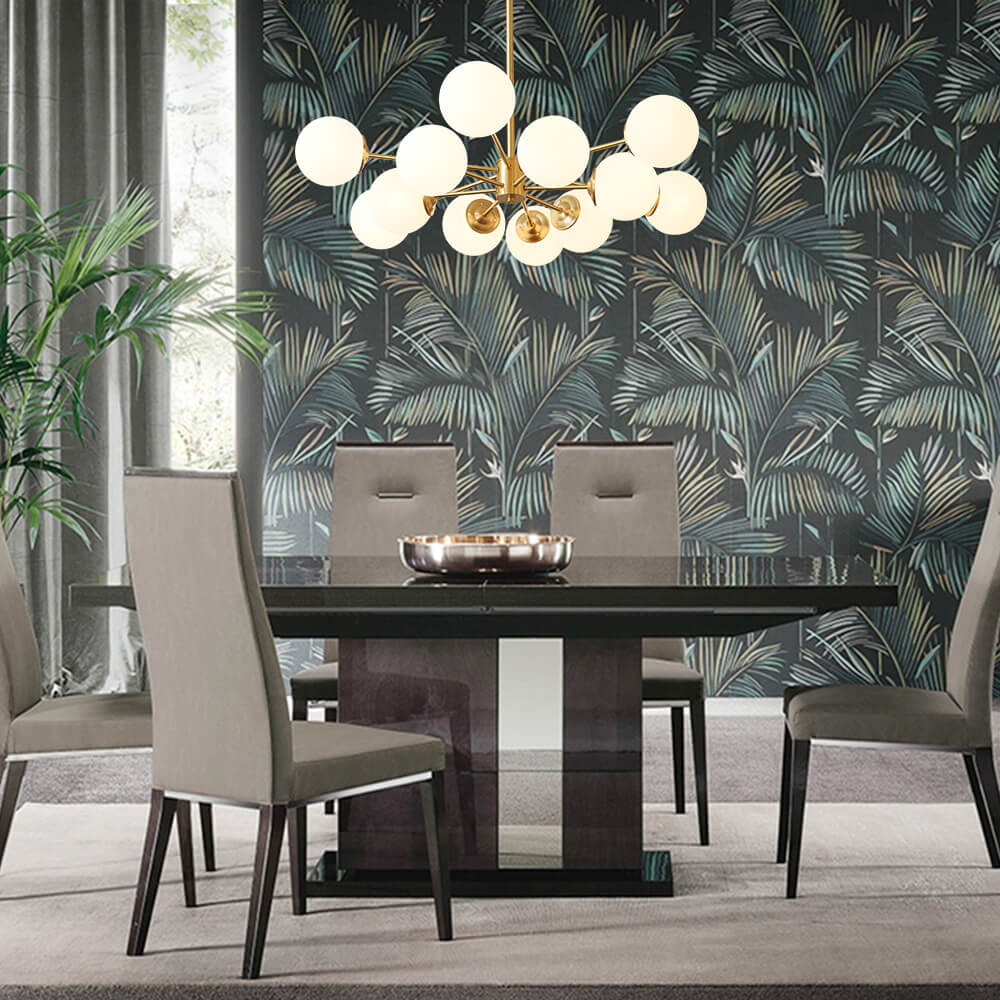 Sputnik 12-Light Opal Globe Chandelier | Two-Tier