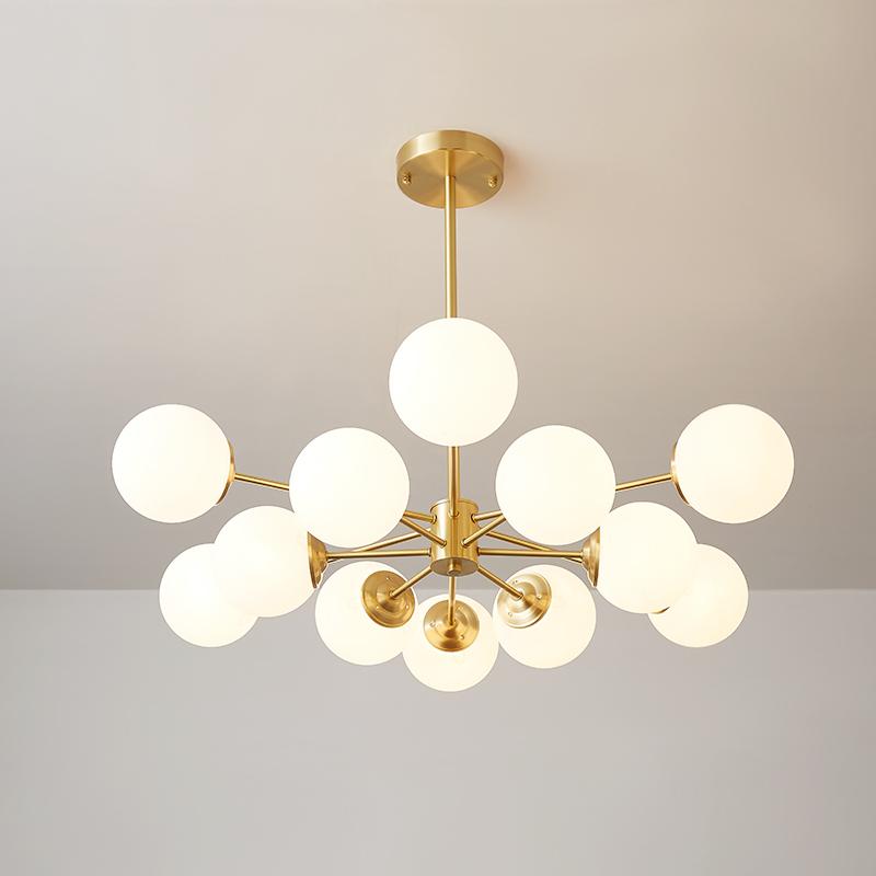 Sputnik 12-Light Opal Globe Chandelier | Two-Tier