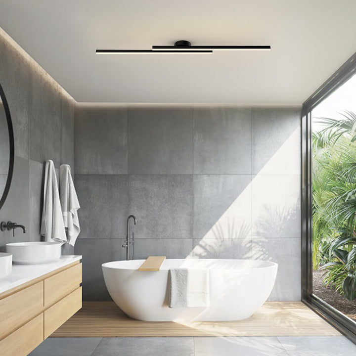 Long Stripe Flush-Mounted LED Ceiling Light | Black
