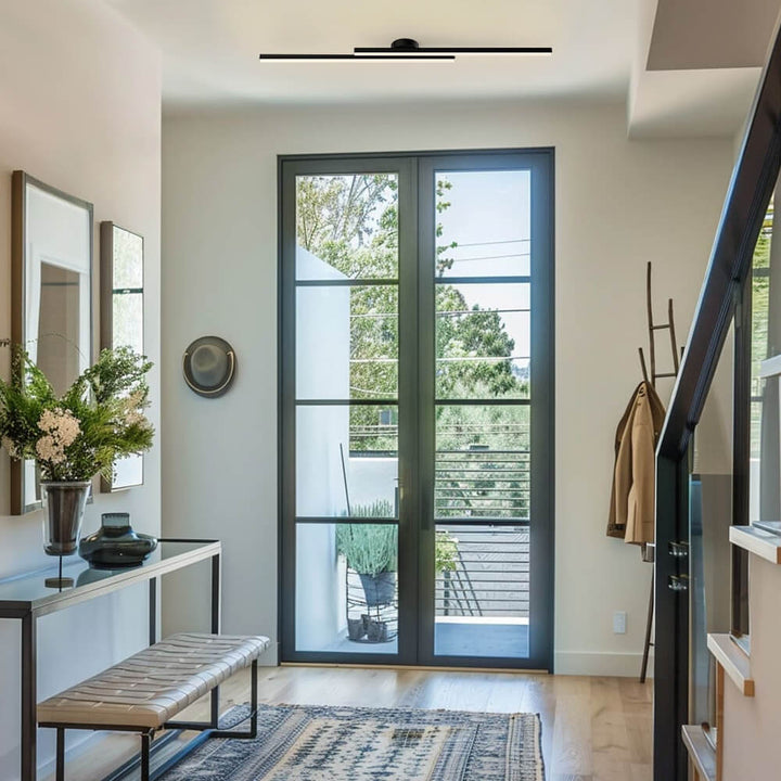 Long Stripe Flush-Mounted LED Ceiling Light | Black