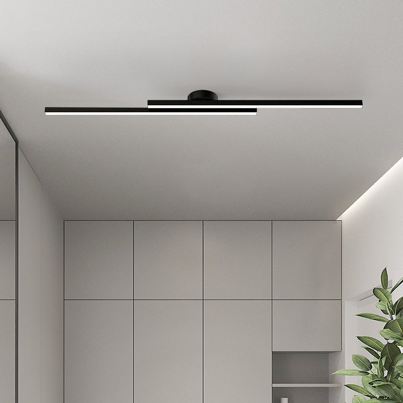 Long Stripe Flush-Mounted LED Ceiling Light | Black