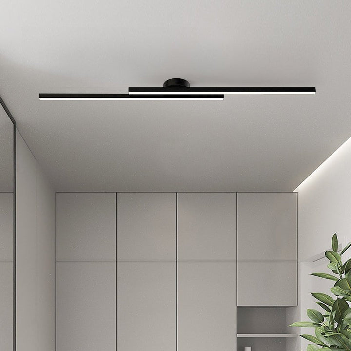 Long Stripe Flush-Mounted LED Ceiling Light | Black