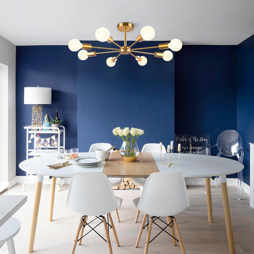 8-Light Sputnik Semi-Flush Mount Ceiling Light | Modern