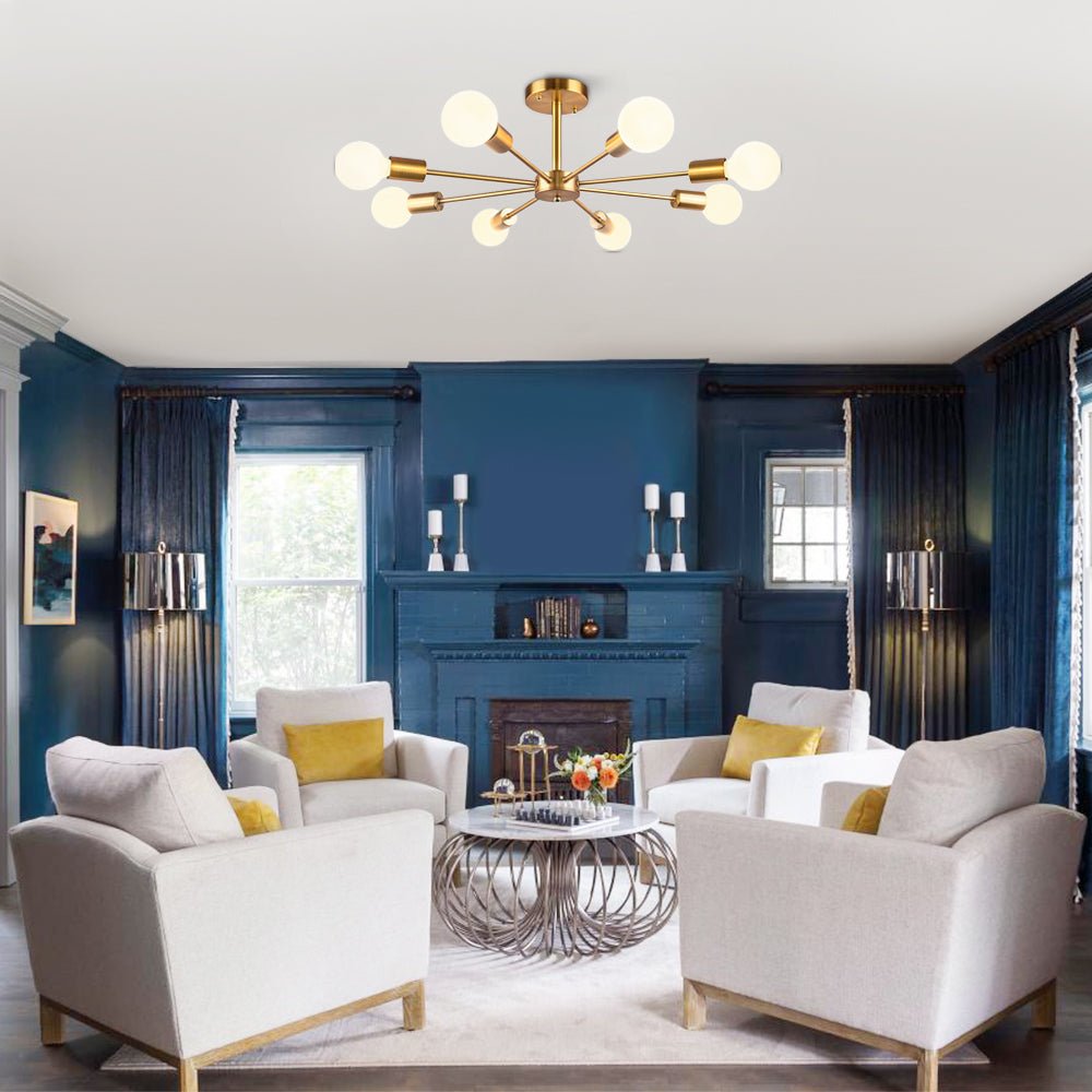 8-Light Sputnik Semi-Flush Mount Ceiling Light | Modern