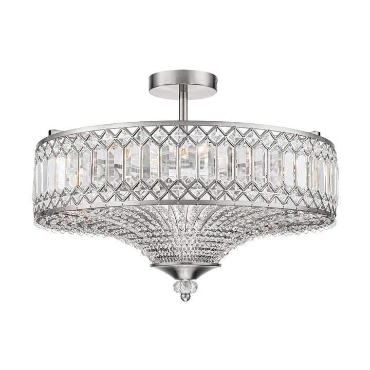 Modern Crystal Drum Semi-Flush Mount Ceiling Light | Carved