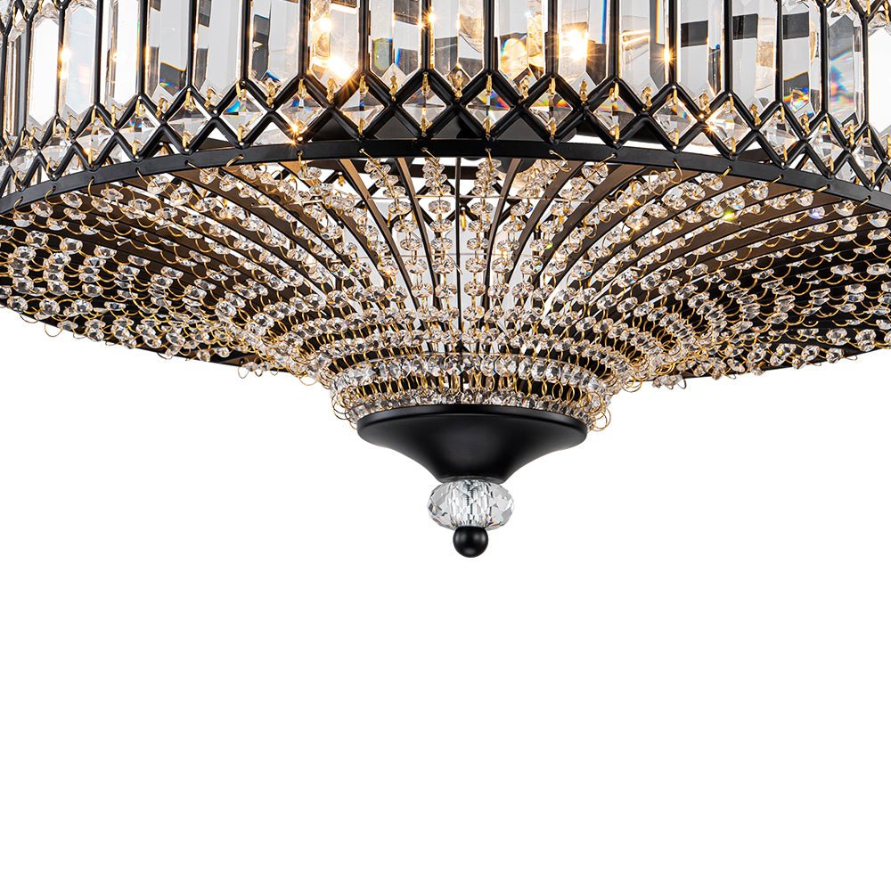 Modern Crystal Drum Semi-Flush Mount Ceiling Light | Carved