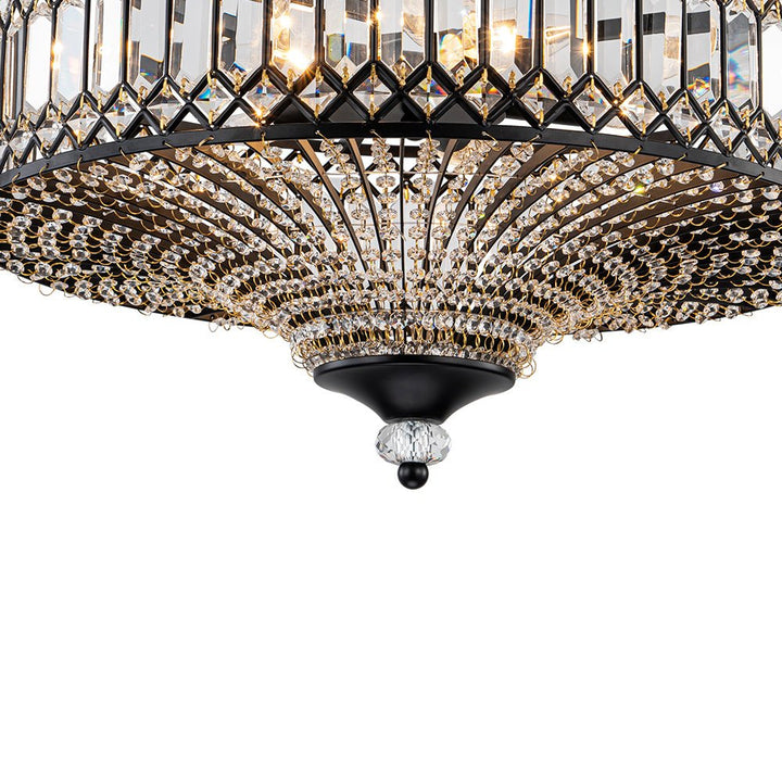 Modern Crystal Drum Semi-Flush Mount Ceiling Light | Carved
