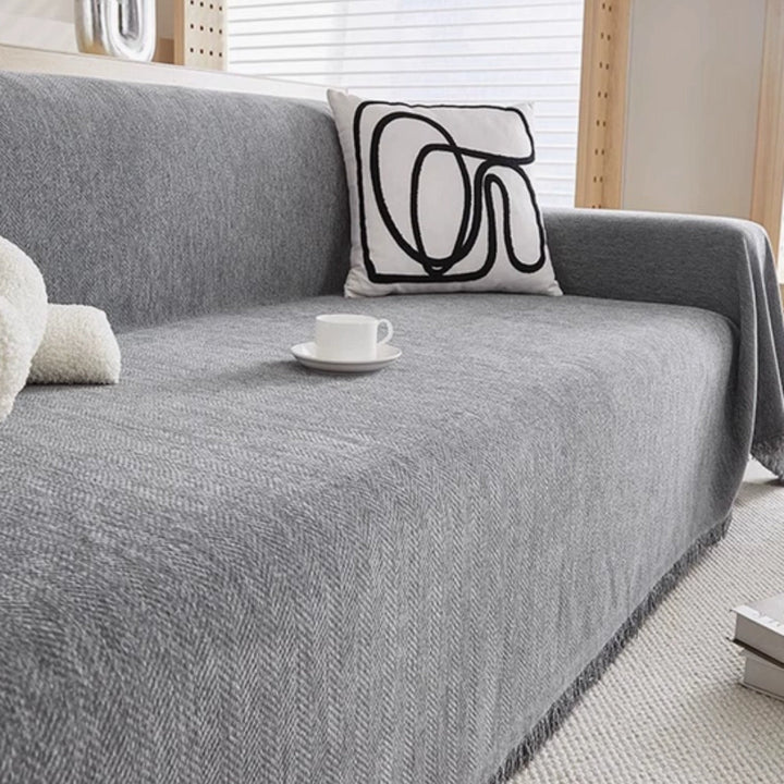 Minimalist with Decorative Tassels Sofa Cover