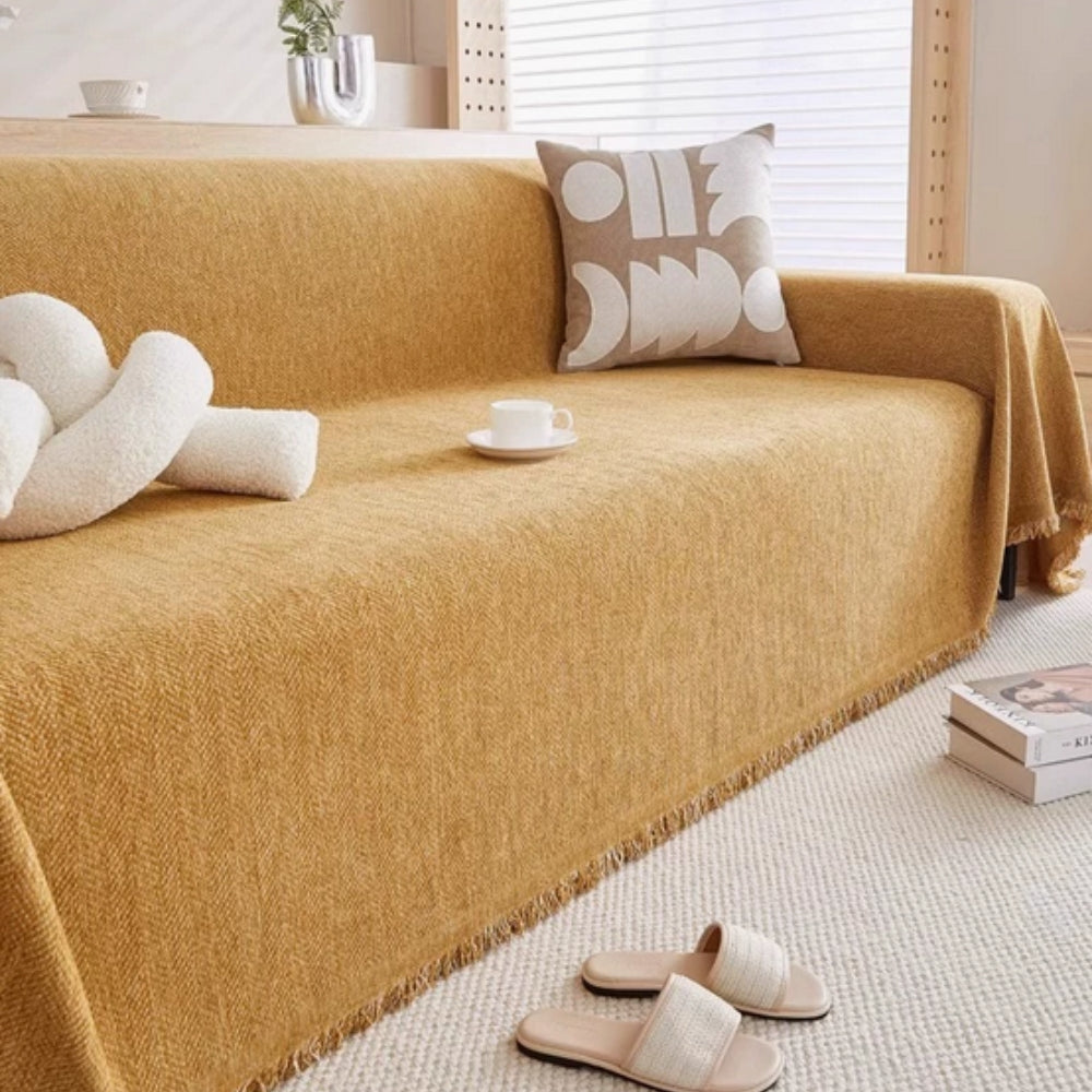 Minimalist with Decorative Tassels Sofa Cover