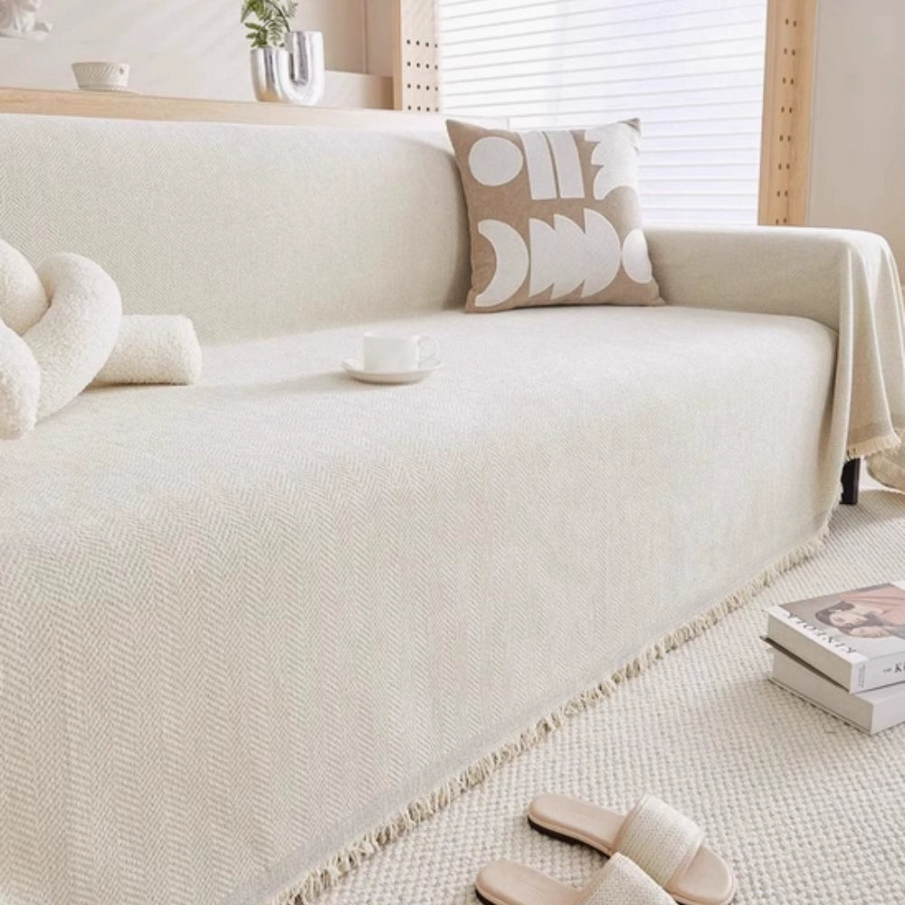 Minimalist with Decorative Tassels Sofa Cover