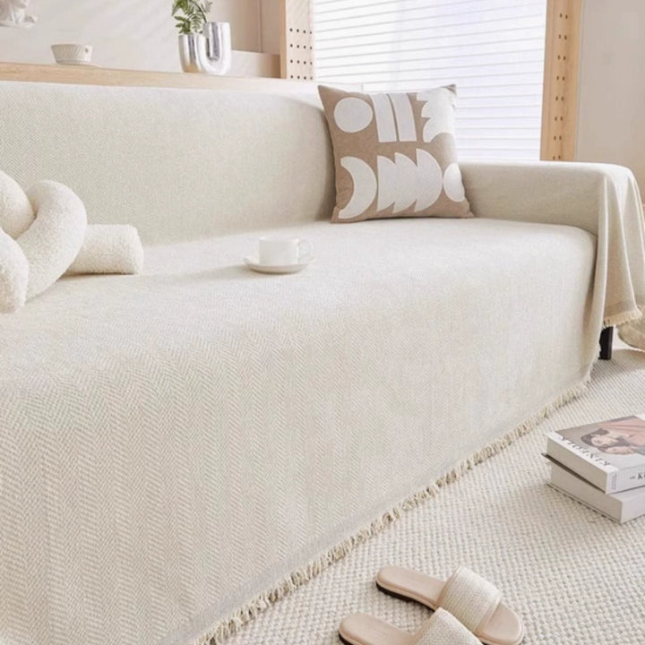 Minimalist with Decorative Tassels Sofa Cover