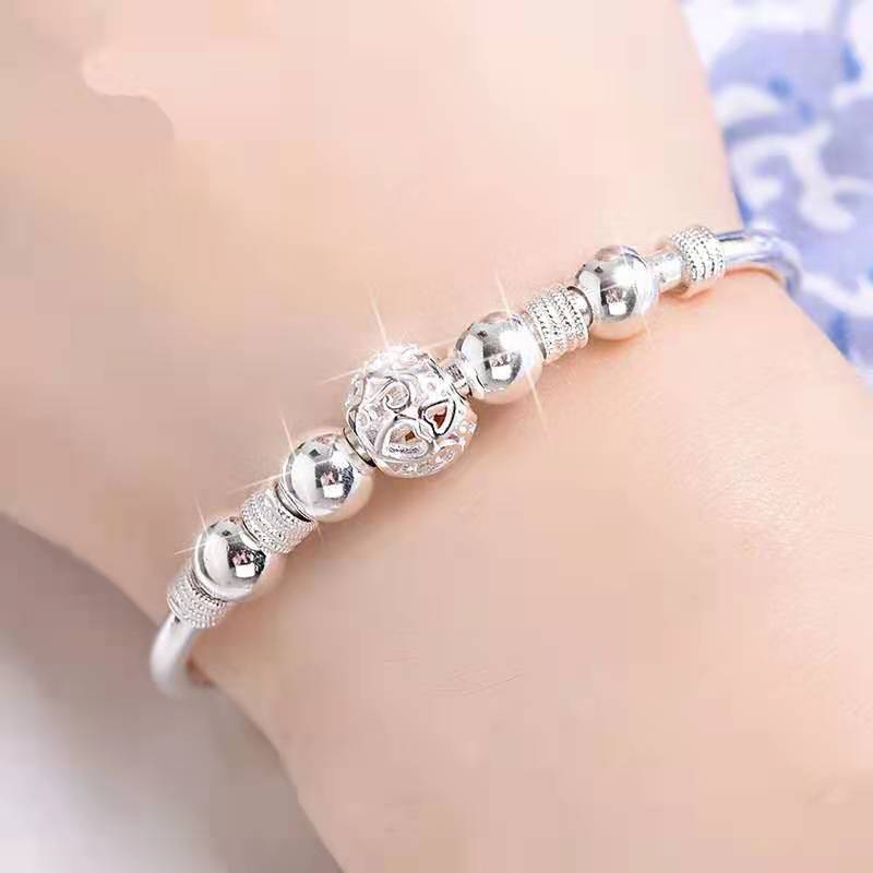 Silver Lucky Bead Bracelet