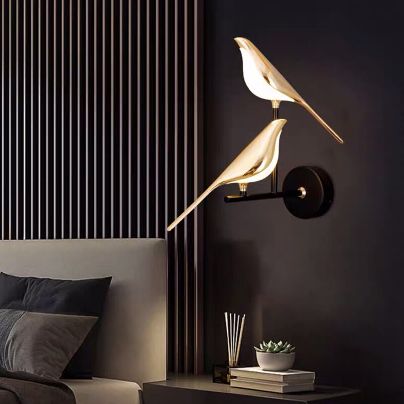 Modern Bird-Shaped Bedroom Wall Lamp | Gold
