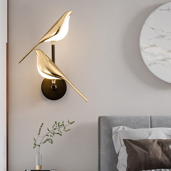Modern Bird-Shaped Bedroom Wall Lamp | Gold