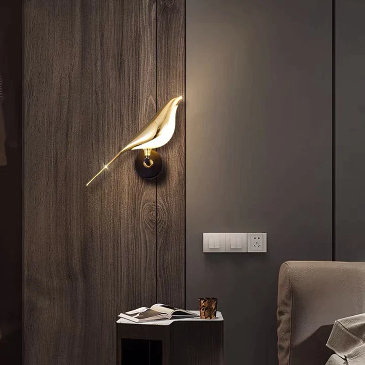 Modern Bird-Shaped Bedroom Wall Lamp | Gold