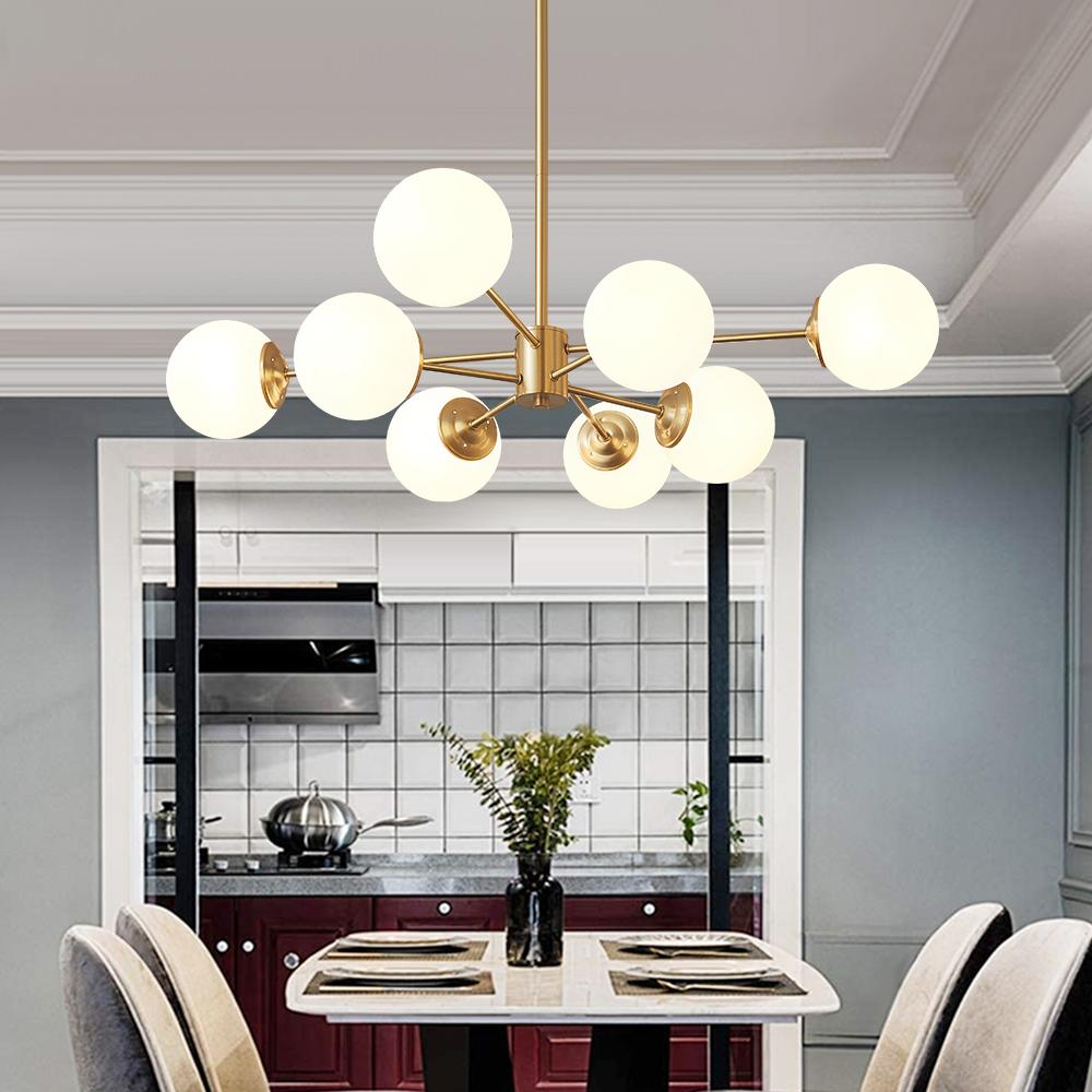 Modern Opal White Globe Chandelier | Glass