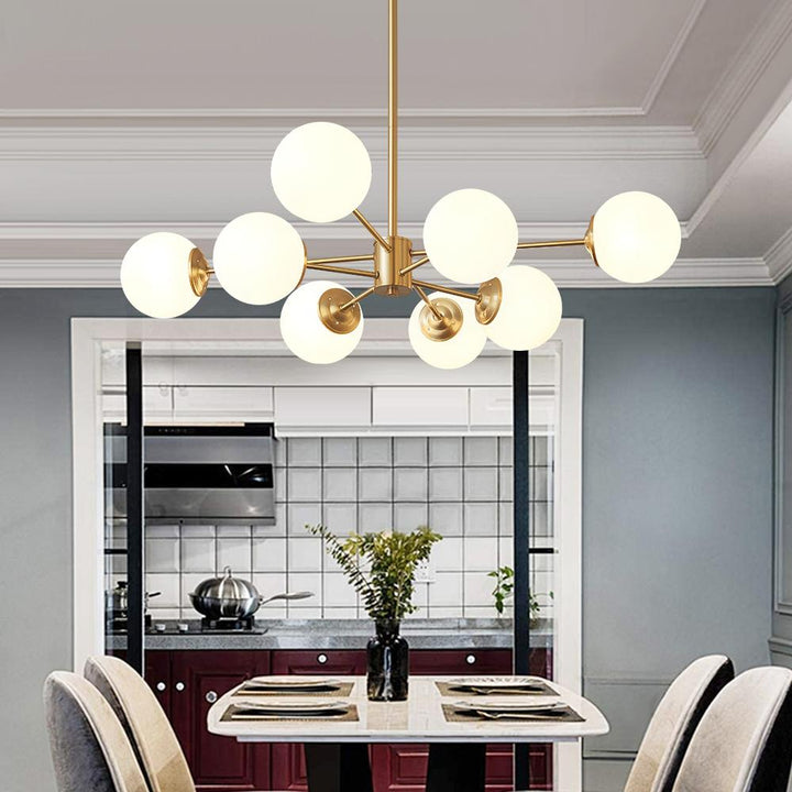 Modern Opal White Globe Chandelier | Glass