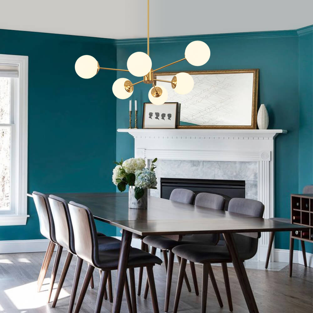 Modern Opal White Globe Chandelier | Glass